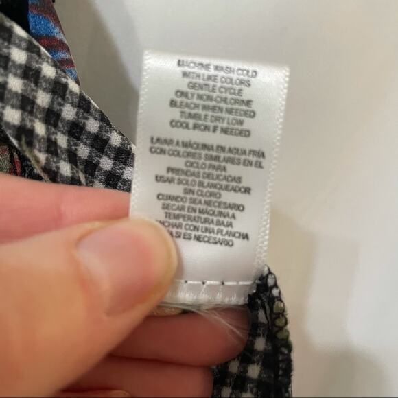 Sugar High Gingham Floral Ruffled Wrap Blouse Womens L Romantic Flutter Sleeve - Picture 12 of 14